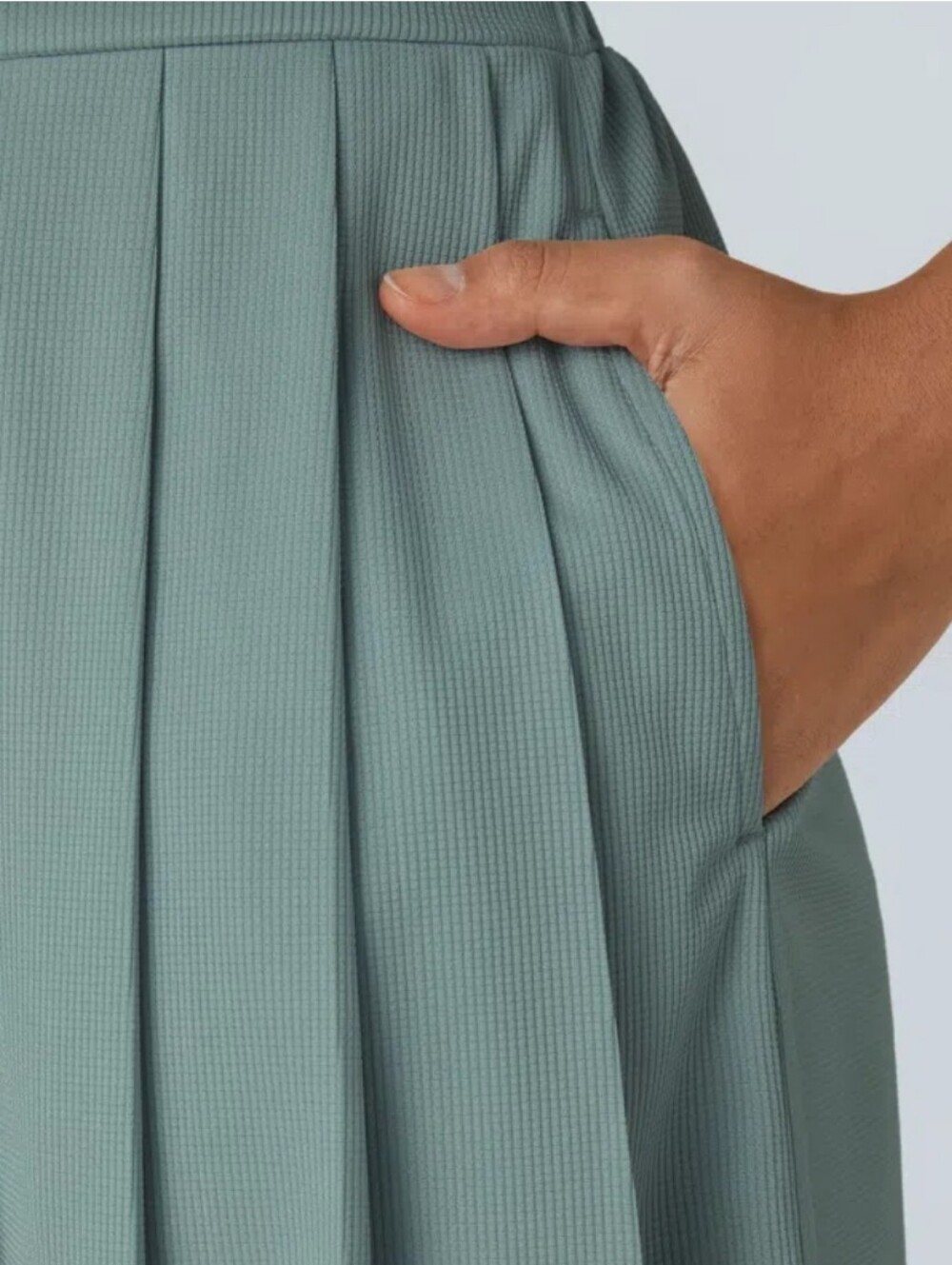 Halara Women's Green V Neck Short Sleeve Pocket Waffle Casual Romper. Sz L - Picture 6 of 12